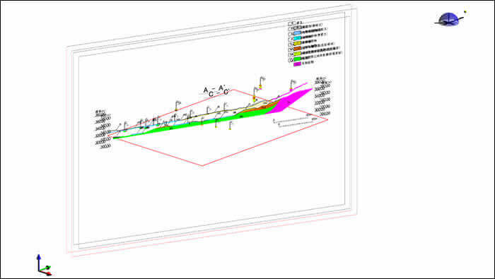 ボーリングデータ・断面図の三次元配置